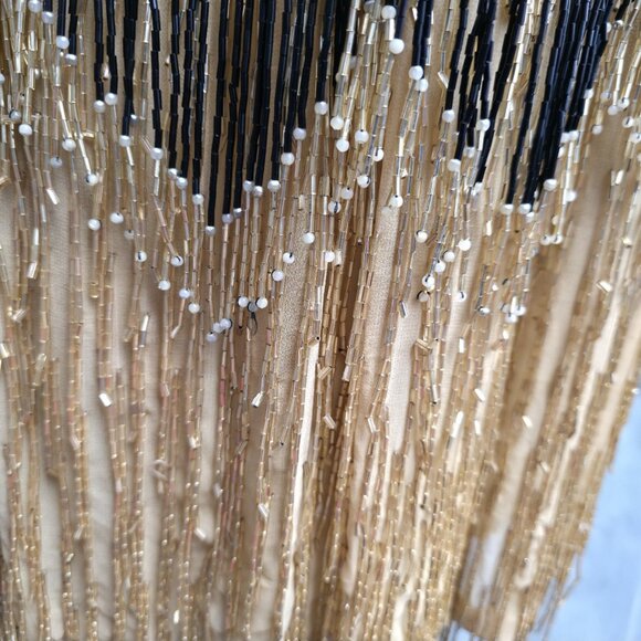 Vintage Niteline by Della Roufogali Black Gold Beaded Fringe Cocktail Dress - Picture 4 of 12